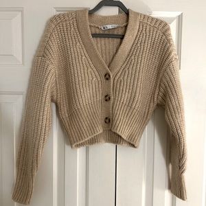 Zara Cable Knit Cropped Cardigan